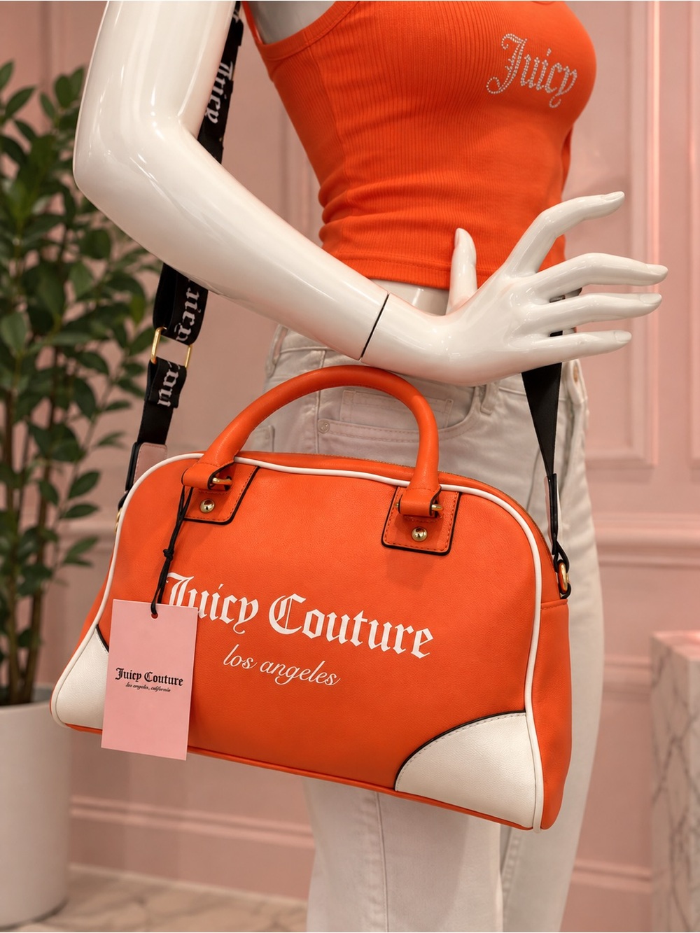 Juicy Couture Orange Dome Satchel with Cream Accents